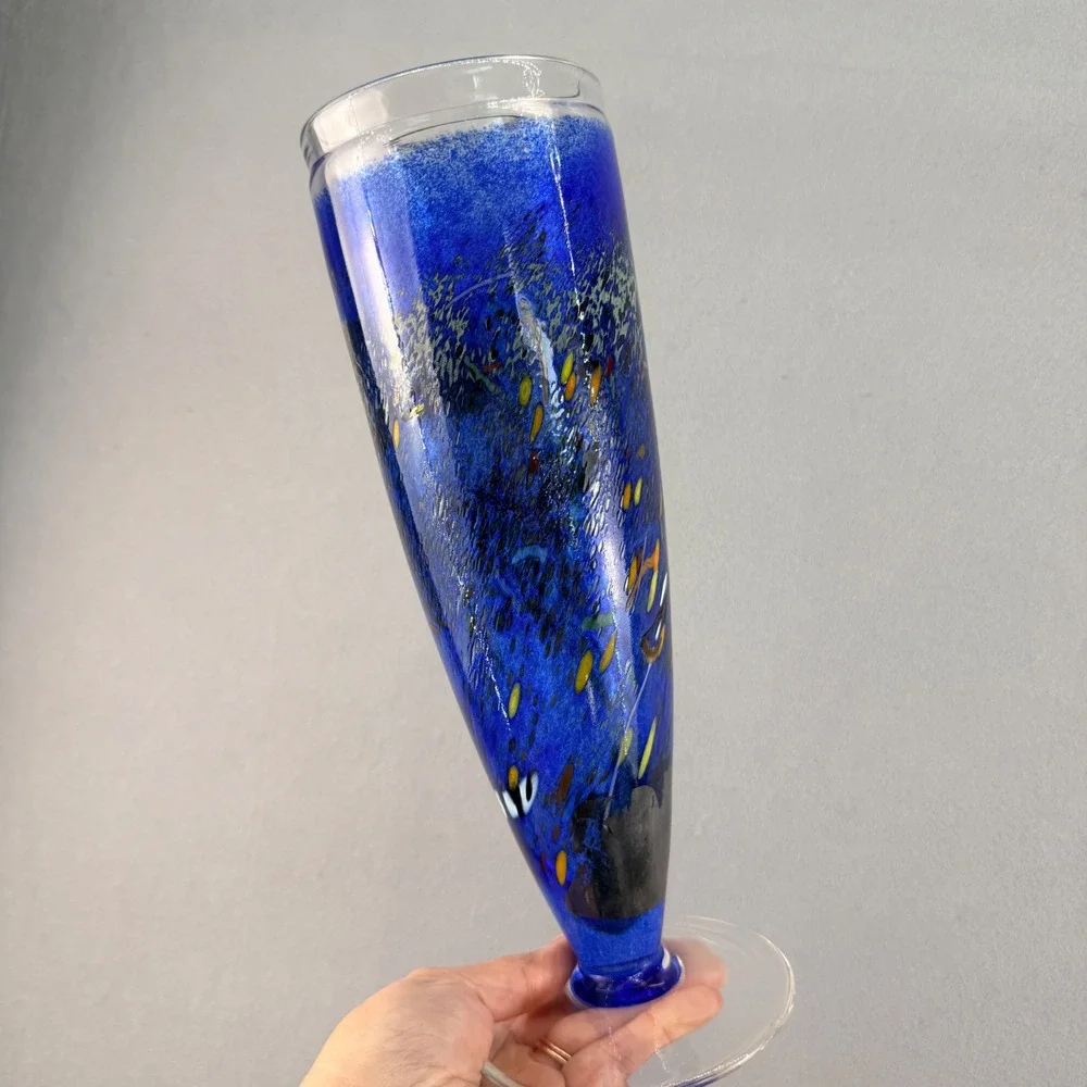 Kosta Boda Satellite Vase Bertil Vallien Artist Collection Signed 49250 Cobalt